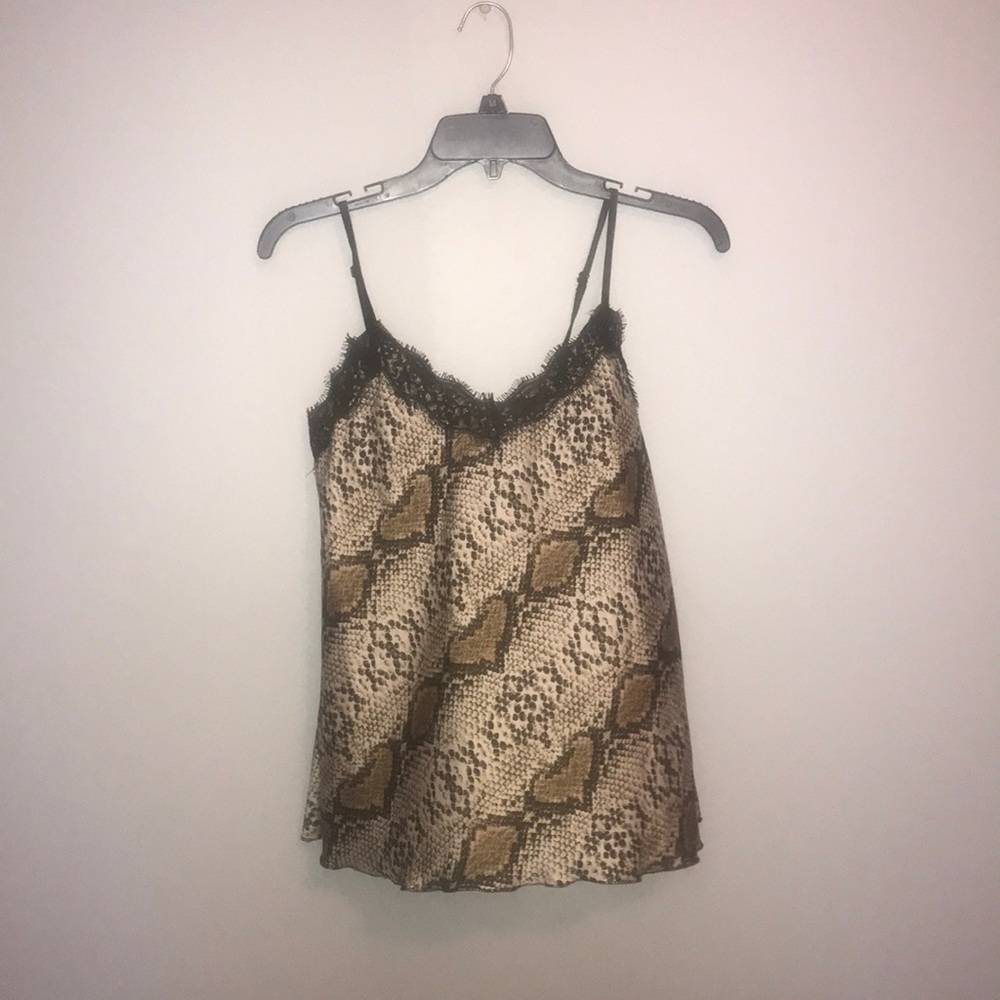 Snakeskin Tank Top with Lace Detailing